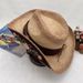 Handgewebter Cowboyhut aus Raffiagras mit Sonnenschutz und gerolltem Rand, bestickter Strohhut_voghion.com