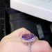 Cao Shi Live Amethyst Micro Pave Zircon Large Oval Engagement Gemstone Ring For Women_voghion.com