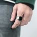 Anello in argento Feiyu Fashion Bold da uomo, semplice, quadrato, in onice nero, punk, hip hop e street_voghion.com