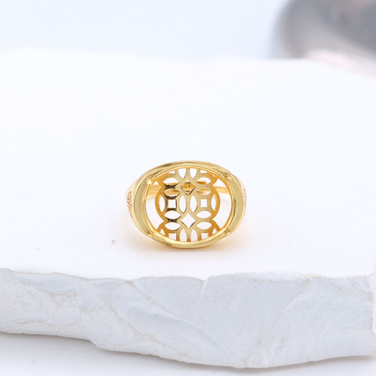 Porta anelli fai da te intarsiato quadrato vuoto da uomo in argento sterling con stile cinese, autoritario e semplice_voghion.com