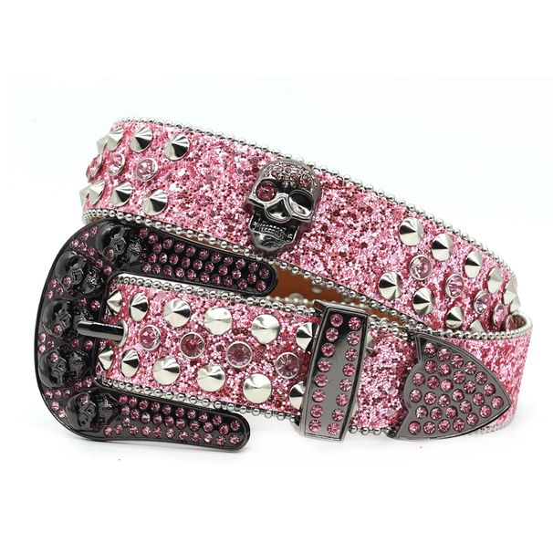 Dödskallevatten med inlagt diamant tunt bälte, moderiktigt klänningsbälte i punk-kryddig tjejstil för kvinnor_voghion.com