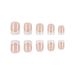 Unhas postiças curtas quadradas francesas - Nude natural e pontas brancas clássicas - Unhas postiças reutilizáveis com kits de cola e adesivos_voghion.com