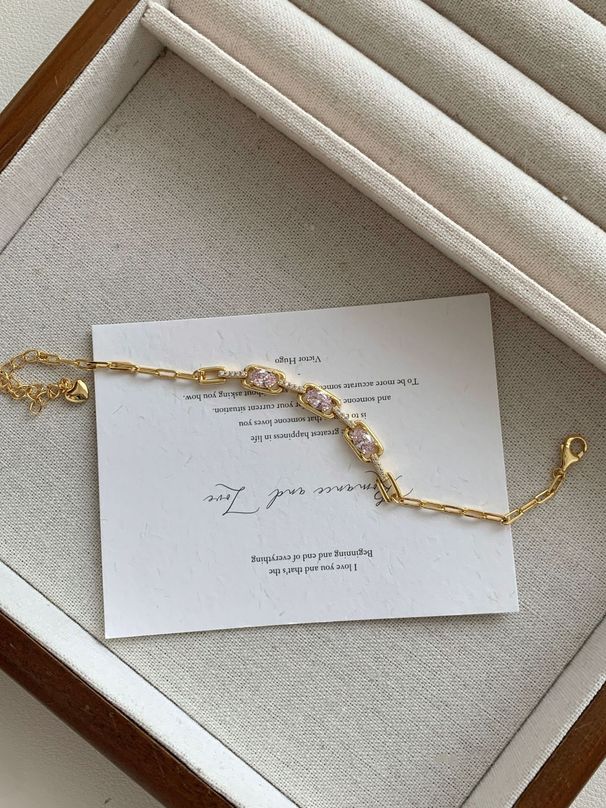 Elegantes Zirkon-Armband für Damenschmuck mit K-Vergoldung, minimalistisches geometrisches Design für den täglichen Gebrauch, besondere Anlässe, plattiert, High-End-Nische_voghion.com