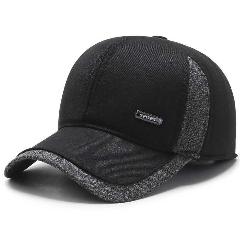 Cappelli da uomo, berretto da baseball classico da uomo, autunno e inverno, con angolazione, per persone di mezza età e anziani, caldo cappello di velluto spesso con protezione per le orecchie da papà_voghion.com