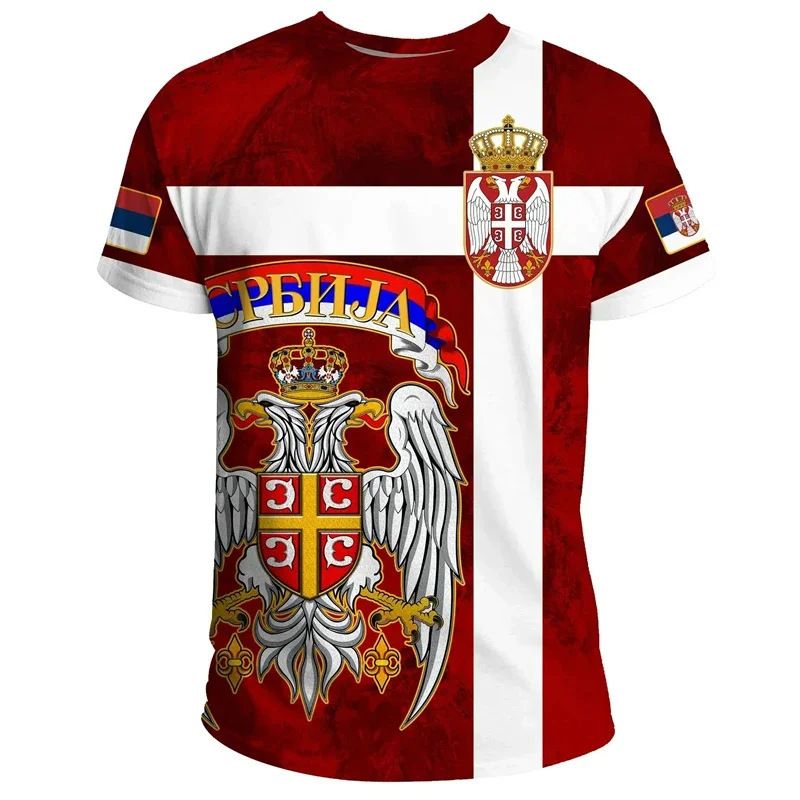 T-shirt con motivo bandiera Serbia T-shirt con stampa 3D alla moda da uomo Street Wear Top sportivo_voghion.com