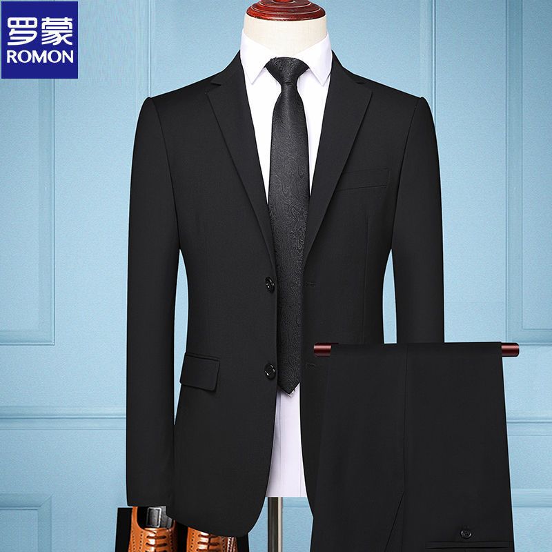 ROMON Romon Herenpak Set Pak Zakelijke jurk Koreaanse versie Slim Fit trouwjurk Professionele jas_voghion.com