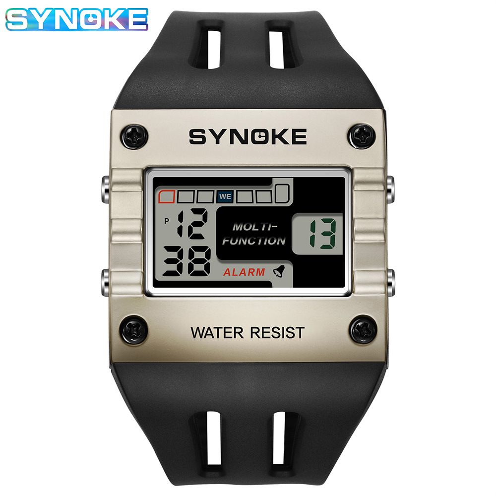 Trendy Square Alloy Sports Digital Watch For Men - Large Screen, Waterproof, Alarm, Stopwatch, Multi-Function (Sizes 7-11) Large Screen Waterproof_voghion.com