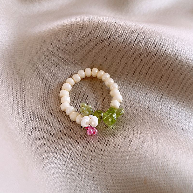 Real Gold Electroplated Baroque Pearl Tulip Flower Opening Ring, Korean Fresh And Sweet, Forest Style Light Luxury_voghion.com