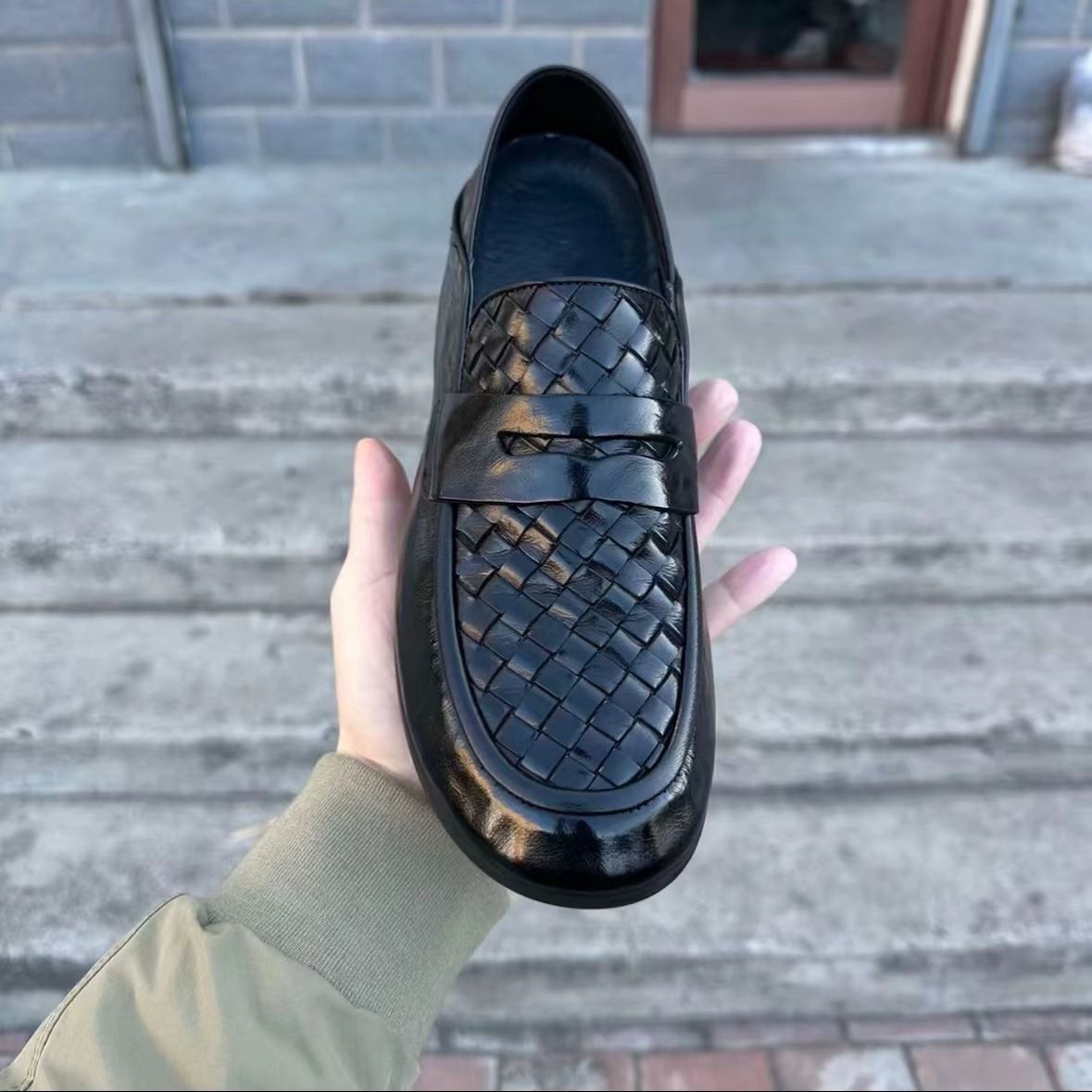 2025 İlkbahar/Yaz One Step Deri Ayakkabılar İngiliz Trendi Nefes Alabilir Çok Yönlü Rahat Günlük Tasarımcı Erkek Stili_voghion.com