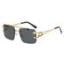 Modische goldene Tigerkopf-Sonnenbrille aus Metall, quadratisch, rahmenlos, mit geschliffenem Rand, coole Herren- und Damenbrille_voghion.com