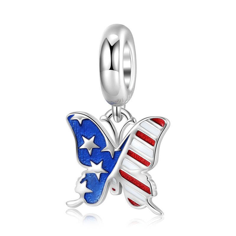 Women's Beads style butterfly pendant S925 sterling silver drip oil foreign trade jewelry bracelet diy accessories pendant_voghion.com