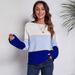 Outer mold contrast color large stripe straight neck knitted sweater for women loose autumn and winter new style_voghion.com