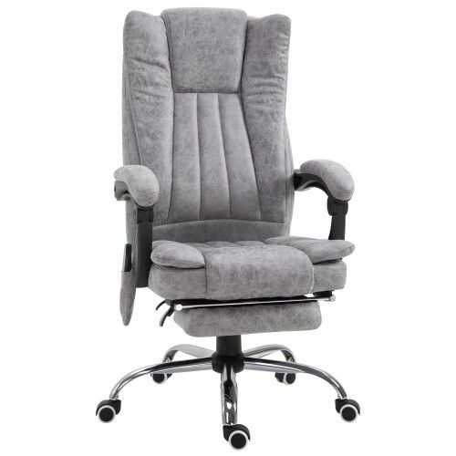 Vinsetto Massage Stuhl Bürostuhl Massagesessel Heizfunktion Liegefunktion Massagefunktion Fußstütze Dicke Polsterung Grau 62 X 67 X 113-120 Cm_voghion.com