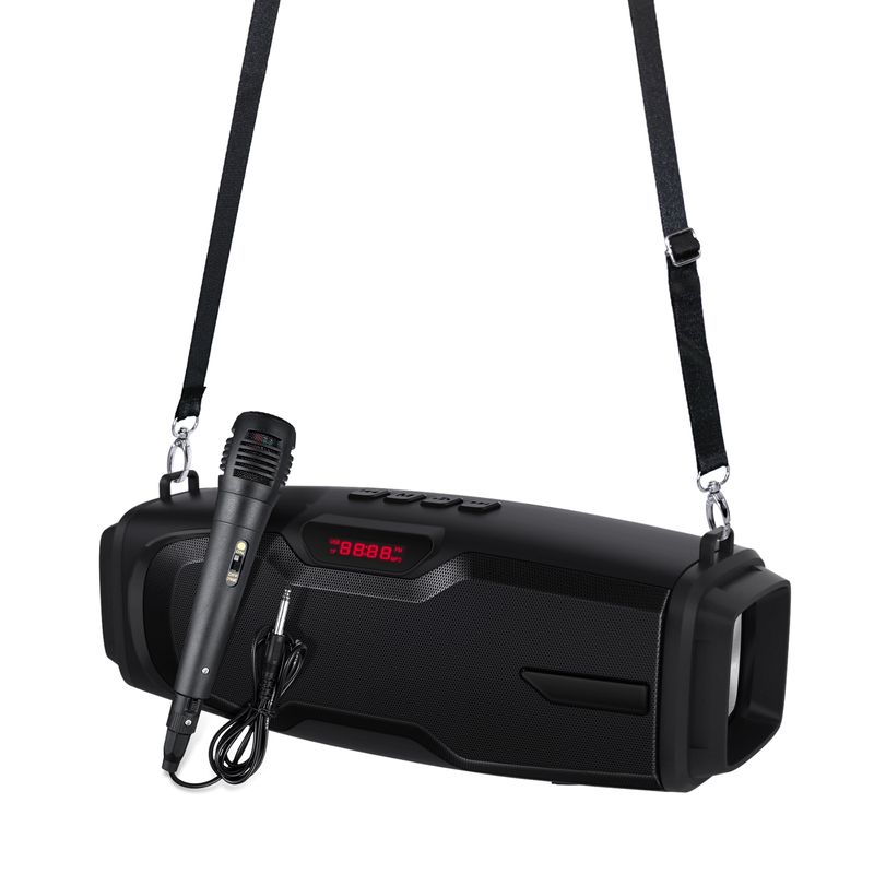 Nuovo Rixing NR-6012M Bluetooth 5.0 portatile Karaoke per esterni altoparlante wireless Bluetooth con microfono e tracolla (blu)_voghion.com