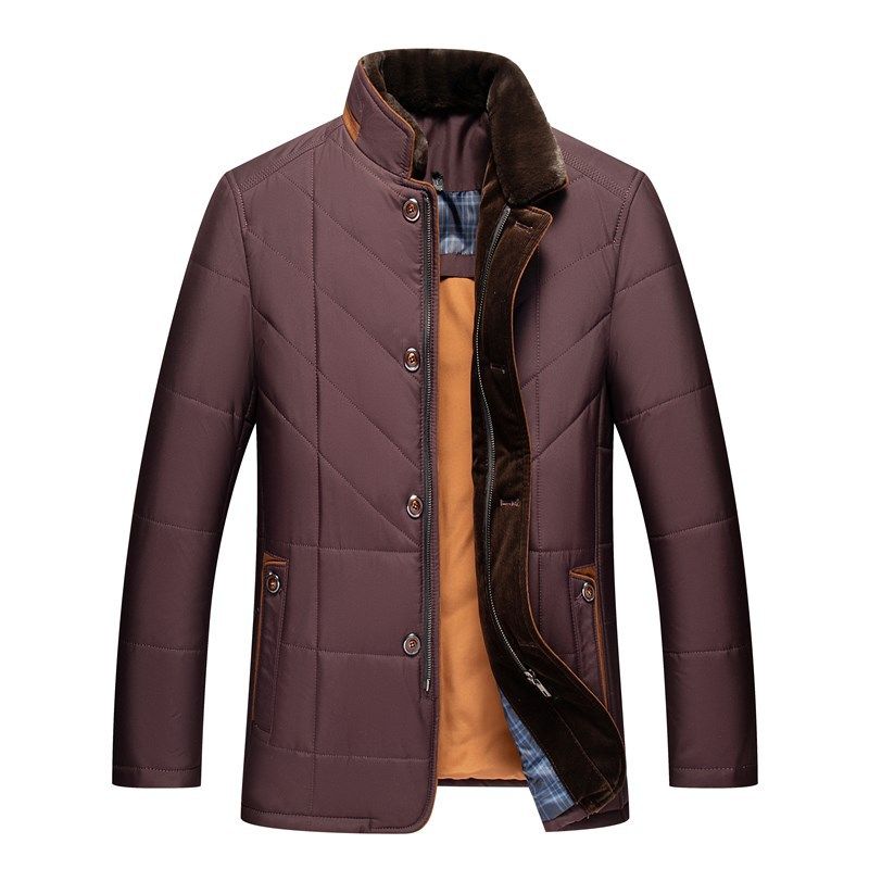 Abbigliamento da uomo Cappotto invernale caldo da uomo con collo alto, imbottitura in poliestere, tasche multiple, collo staccabile - Blu navy, Verde scuro, Borgogna (S-4XL)_voghion.com