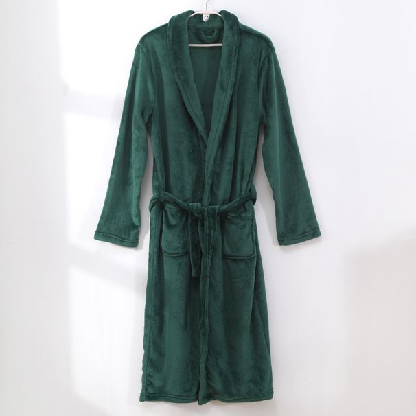 Soft Touch Micro Fleece Badekåpe Plysj Lang Spa Robe Absorberende badekåpe_voghion.com