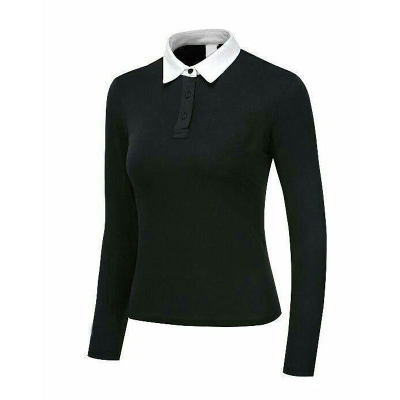Women's Clothing Spring and autumn golf women's long sleeved sports quick drying slim fit contrast color lapel polo shirt top GOLF ball clothes_voghion.com