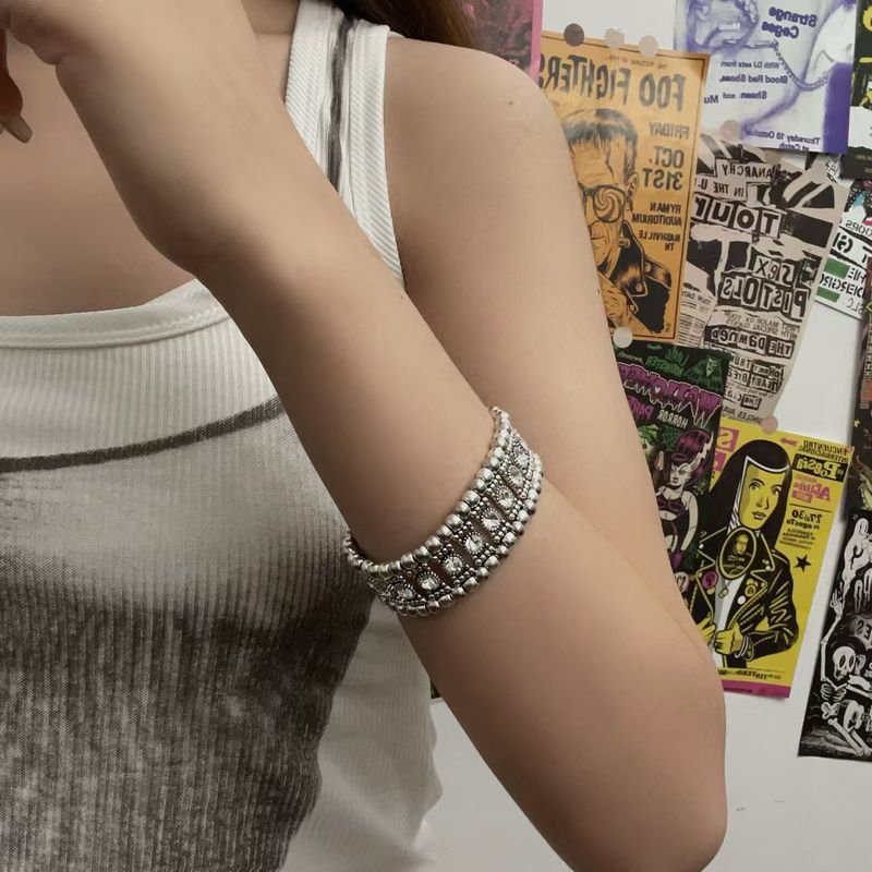 Braccialetto di lusso super lucido con strass, stile etnico, dolce e fresco, accessorio versatile, personalità esagerata_voghion.com