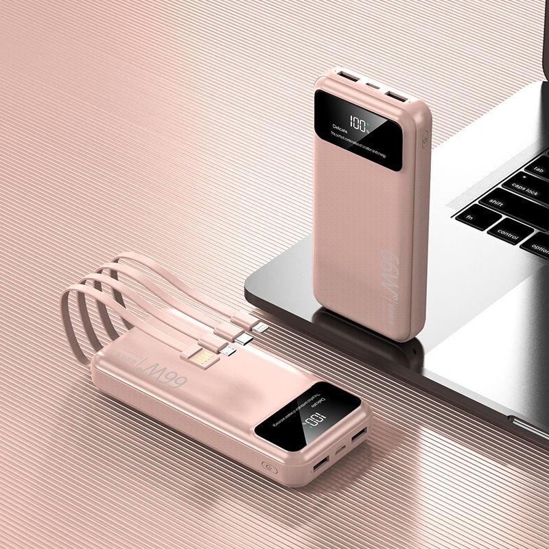 Powerbank 30000 mAh z szybkim ładowaniem 66 W, przenośny akumulator zewnętrzny z wbudowanymi kablami i wyświetlaczem cyfrowym, ładowanie wielu urządzeń do telefonów_voghion.com