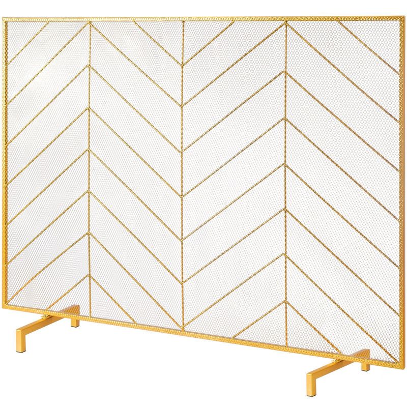 VEVOR Fireplace Screen Single Panel, Sturdy Iron Mesh Fireplace Screen, 38.6"(L) X29.8"(H) Spark Guard Cover, Simple Installation, Free Standing Fire Fence Grate For Living Room Home Decor Modern_voghion.com