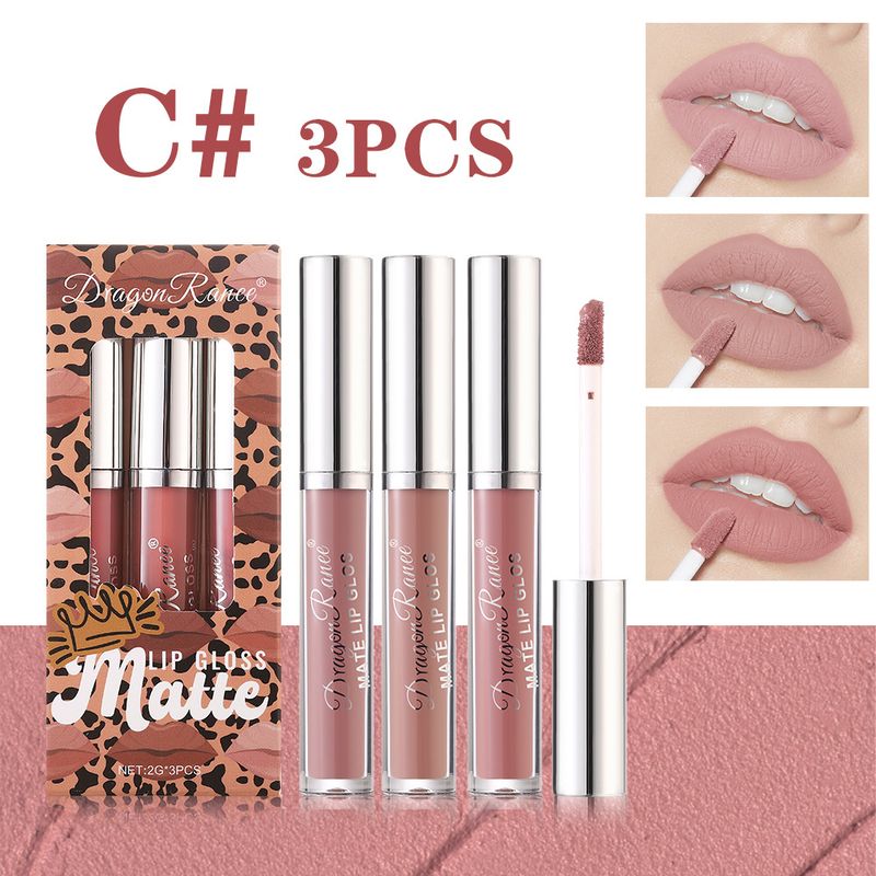 3-teiliges, nicht haftendes, mattes Lipgloss-Set – Langanhaltender flüssiger Lippenstift in Geschenkbox, samtiges Finish_voghion.com