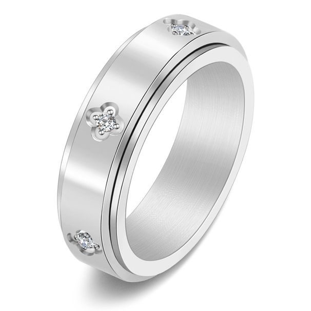 Women's Jewelry Titanium Steel Simple Ladies Rotatable Four Leaf Clover Ring Ins Small Fragrance Style Gold Jewelry_voghion.com