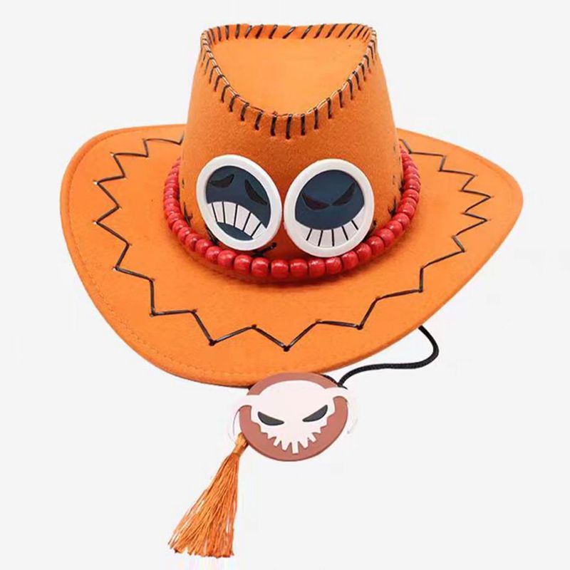 Novinky Jaro Léto One Piece Fire Fist Ace Trend Western Cowboy Anime Peripherals Cosplay Jazz Hat Men_voghion.com