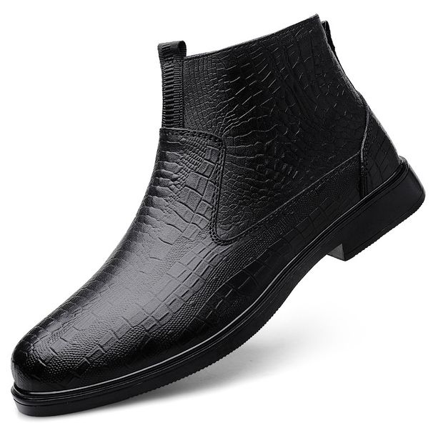 Lederstiefel, hochgeschnitten, mit Lederoberfläche, lässige Lederschuhe für Herren_voghion.com