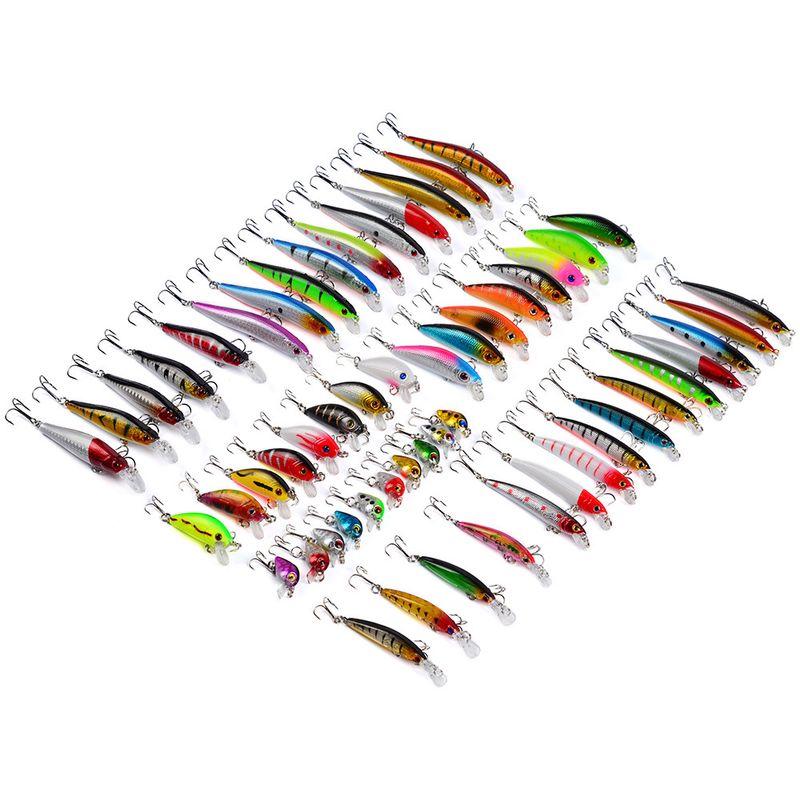 Angelköder 56 schwimmende Köder-Sets 374,48 g weiche und harte Köder gemischt für Bass DWS560_voghion.com