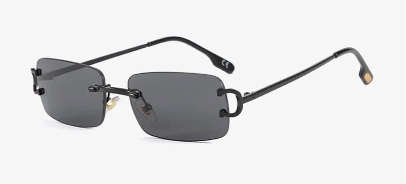 Lunettes de soleil rectangulaires rétro Kachawoo à la mode sans monture pour homme et femme UV400 petites lunettes de soleil mode bleu rose or métal anniversaire_voghion.com