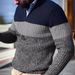 Herren Strickpullover Modischer Pullover Farbblock Halbreißverschluss Lässige europäische Herrenbekleidung_voghion.com
