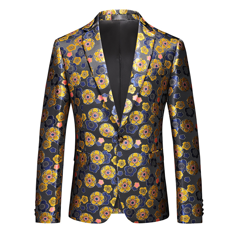 men's large size printed suits slim fit one button suit foreign trade cross-border single suit jacket men_voghion.com