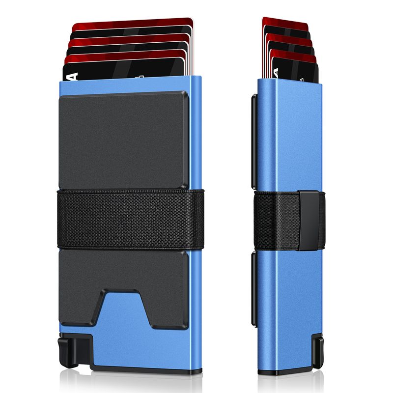 Borse da uomo Nuovo portafoglio con elastico in lega di alluminio Scatola per carte Portafoglio da uomo in metallo RFID Anti Magnetico Porta carte Porta carte automatico_voghion.com
