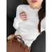 ChicShe ChicShe White Lace Ruffled Half Turtleneck Knitted Base Shirt For Women, Autumn Winter Slim Fit Soft Sweater Inner Layer Unique_voghion.com