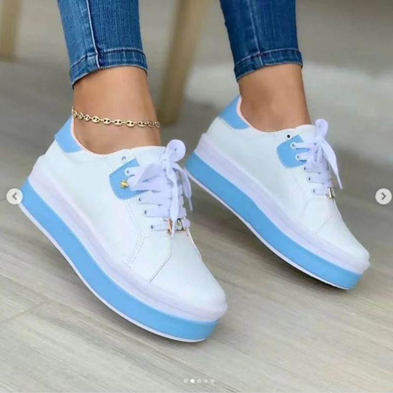 Women's Shoes Summer Round Head Four Seasons New Platform Bottom Black And White Double Stitching Casual Sports Women's Shoes_voghion.com