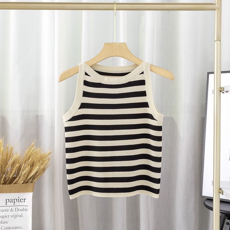 Gilet rayé uni pour femmes, intérieur en tricot doux, haut péplum sans manches, haut épicé_voghion.com