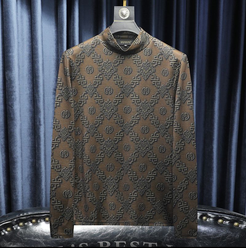 Abbigliamento maschile Autunno e inverno Nuovo uomo casual All Match leggero di lusso di qualità mezza alta collo doppio lato pile fondo camicia_voghion.com