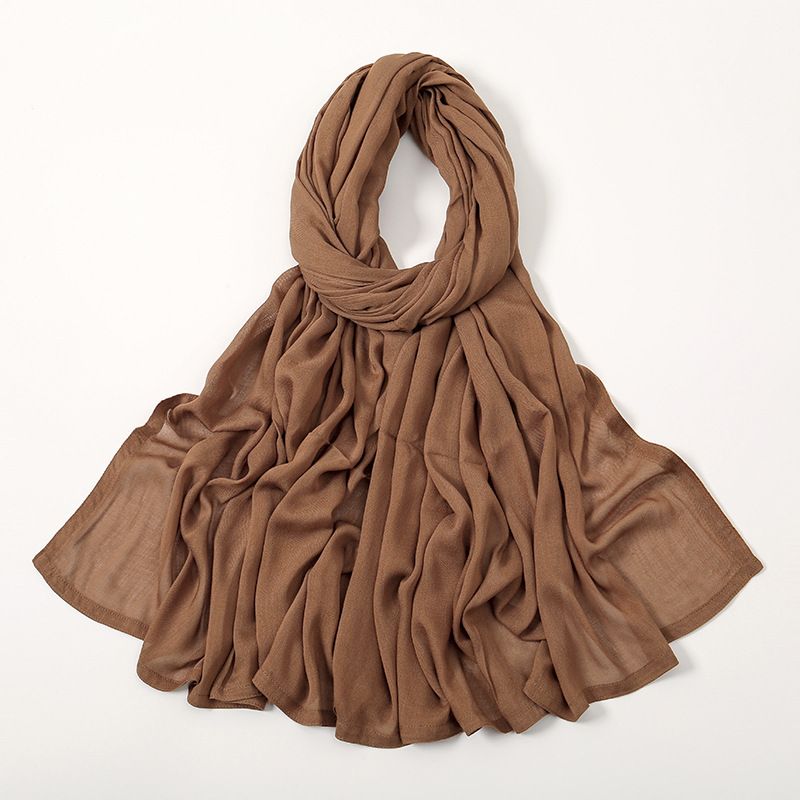 Women's Scarves Solid Wide Soft Brimmed Double Stitch Rayon Thin Shawl_voghion.com