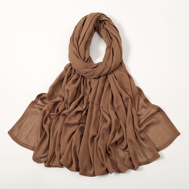 Women's Scarves Solid Wide Soft Brimmed Double Stitch Rayon Thin Shawl_voghion.com