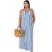 19258 New Women's Stripe Loose Fit with Belt and Strap Plus size Dresses Summer_voghion.com