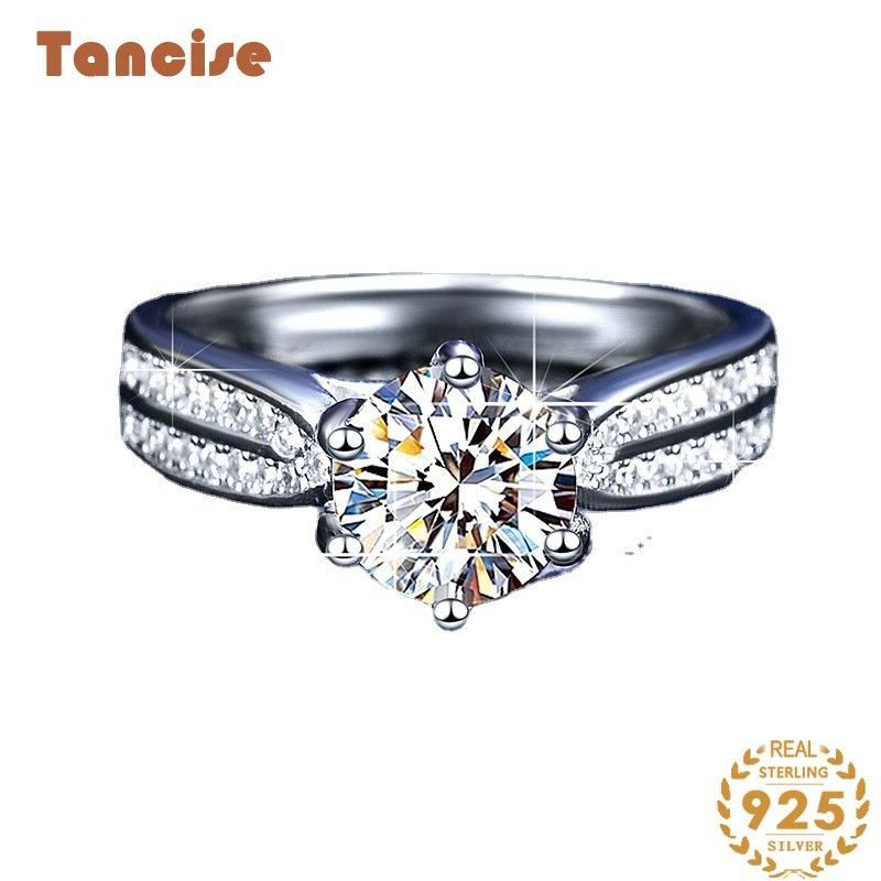 Tancise Classic Moissanite hopea sormus naisten korut häälupaus juhlalahja_voghion.com