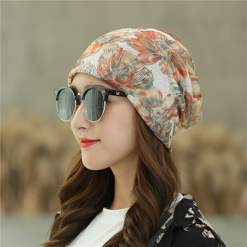 Korean Version Of Spring And Autumn Graffiti Diamond Striped Headscarf Hat, Women's Pullover, Fashionable Postpartum Hat_voghion.com