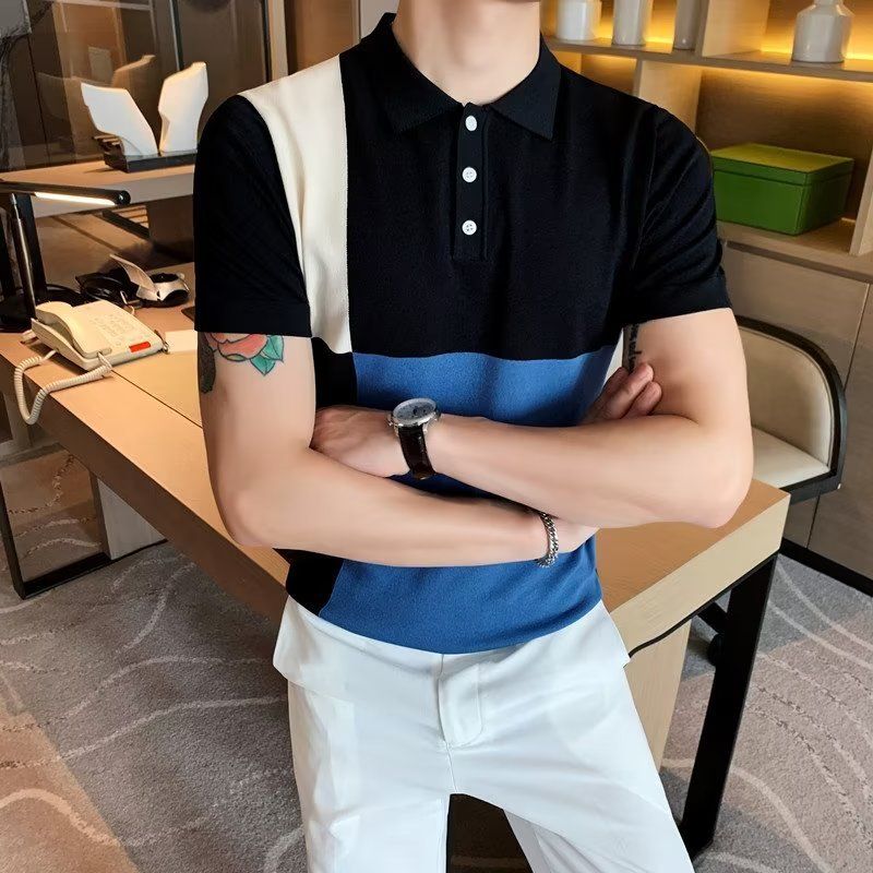 Men's Clothing young men's short sleeved Polo shirt new summer style all match casual ice silk sweater_voghion.com