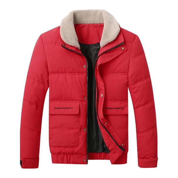 Men's clothing cotton-padded coat men's fashion thickened warm coat sherpa lapel jacket trendy cotton-padded coat _voghion.com