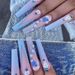 Wearable False 24Pcs Nails Long Ballet Fake Nails with Blue Rhinestone Long Coffin Press on Nails Detachable F_voghion.com