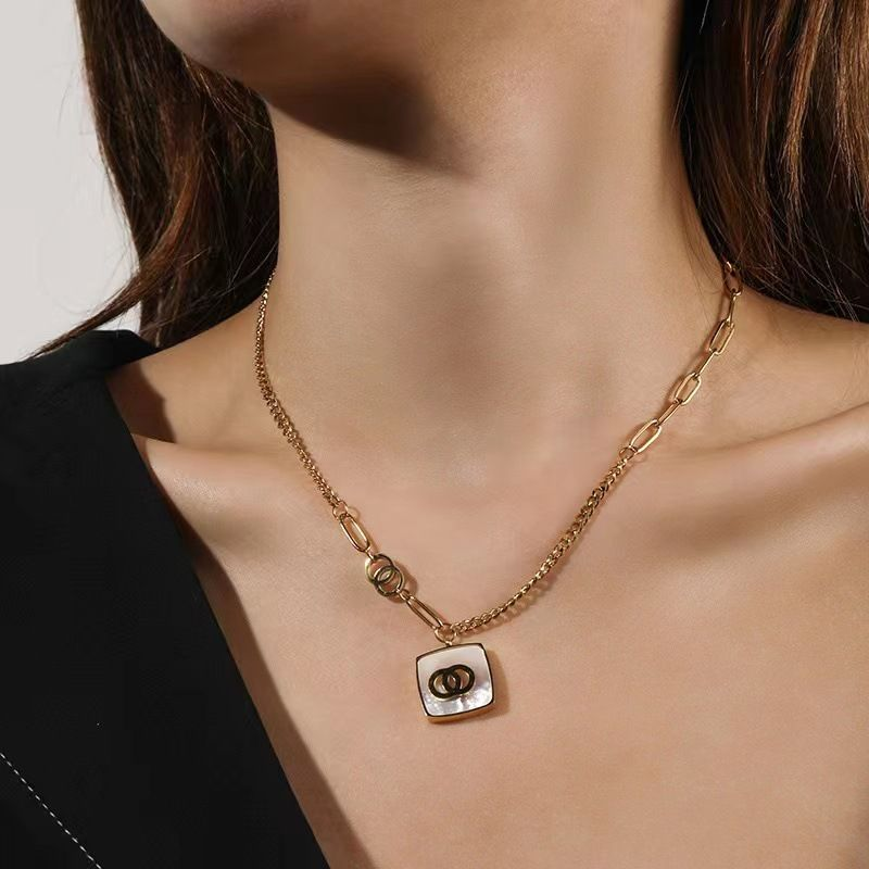 Geometric Titanium Steel Necklace, Temperat, Multi-layer Clavicle Chain, Simple Personality, Light , And Niche For_voghion.com