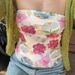 Women's Clothing Girls' Pastoral Style Floral Print Pleated Mesh Tube Top Sweet Fashion Sexy Lace Waist Slimming Short Top_voghion.com