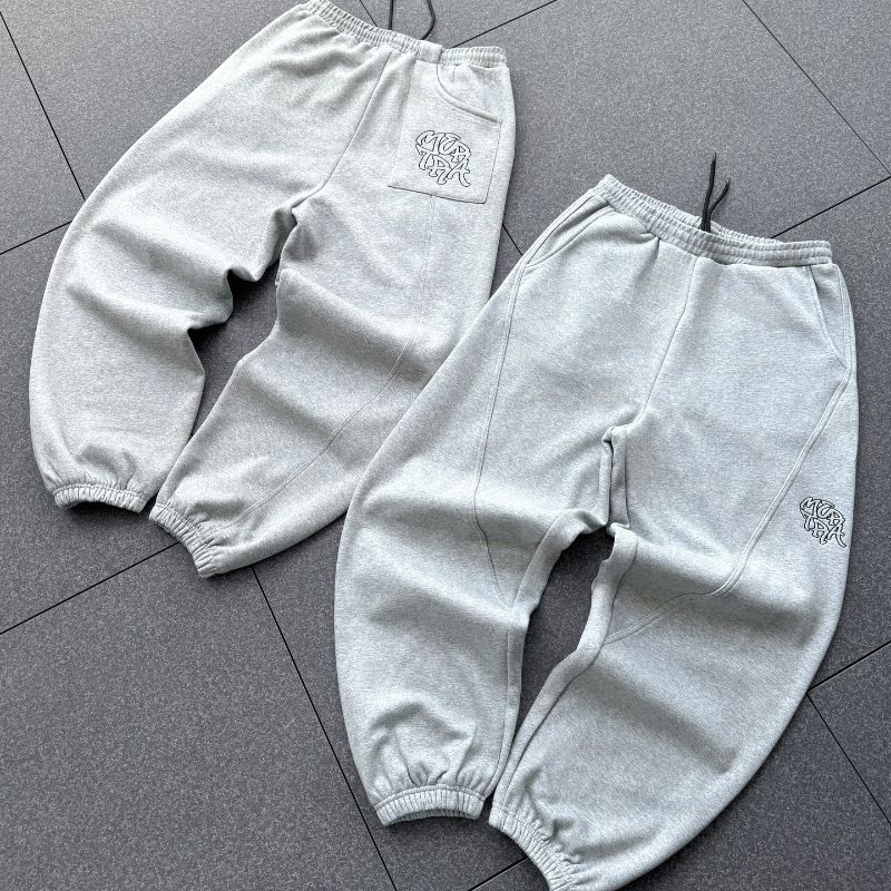 Unisex High-Street Embroidered Joggers - Y2K Hip-Hop Style Loose Fit Casual Trousers With Tapered Cuff, Breathable Polyester, Grey (S-XXL_voghion.com