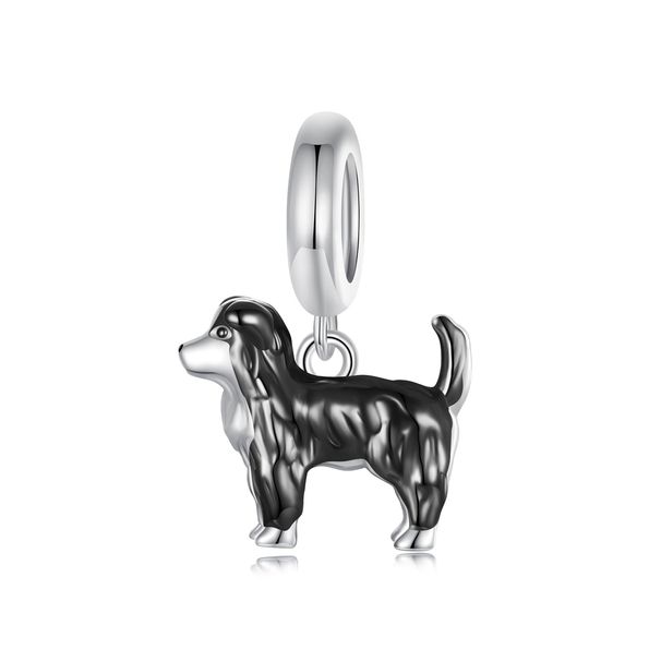 Border Collie Pendant Charm Sterling Silver Charm_voghion.com
