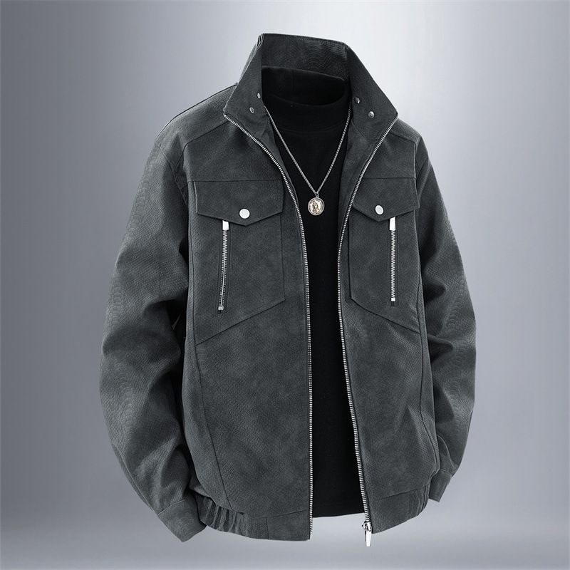 Men's Retro Biker Jacket - Double-Breasted PU Leather Coat With Stand Collar_voghion.com